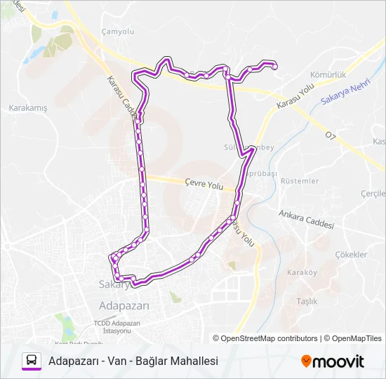 ADAPAZARI - VAN - BAĞLAR MAHALLESI Bus Line Map