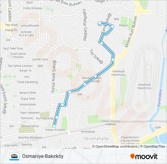 BAKIRKÖY - OSMANIYE Dolmus & Minibus Line Map