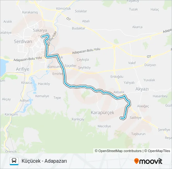 KÜÇÜCEK - ADAPAZARI Bus Line Map
