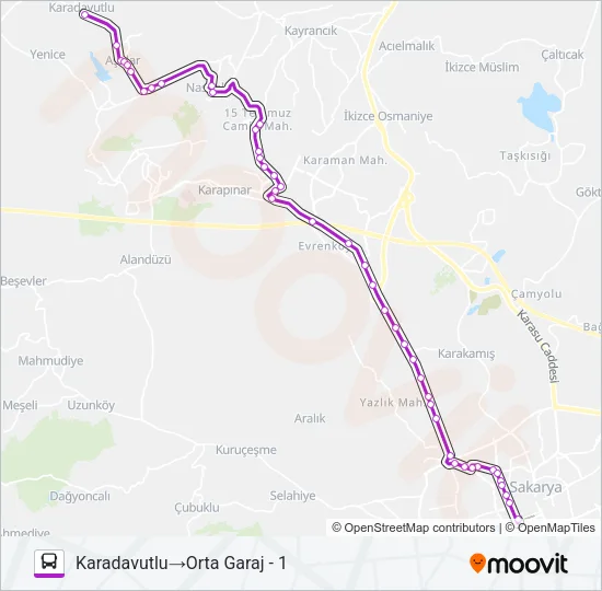 AŞIRLAR - ORTA GARAJ Bus Line Map