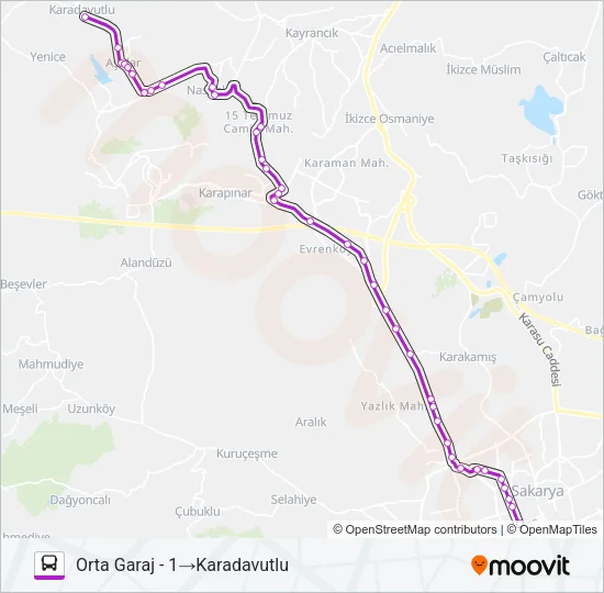 AŞIRLAR - ORTA GARAJ Bus Line Map