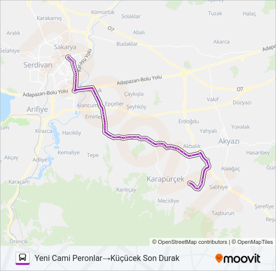 KÜÇÜCEK - YENI CAMII Bus Line Map