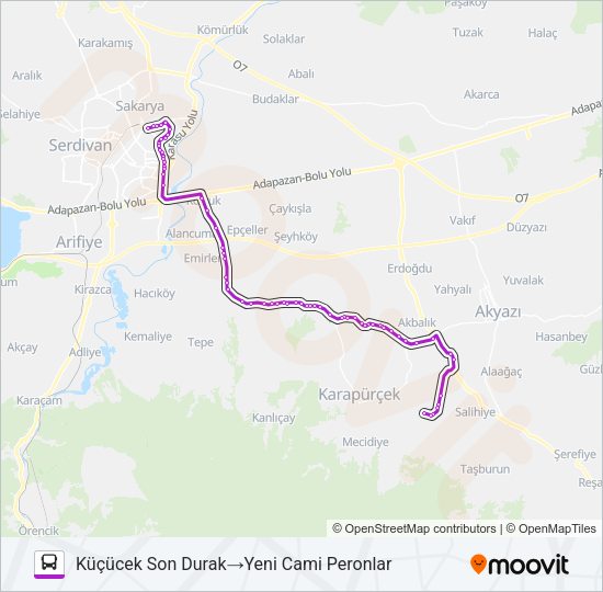 KÜÇÜCEK - YENI CAMII Bus Line Map