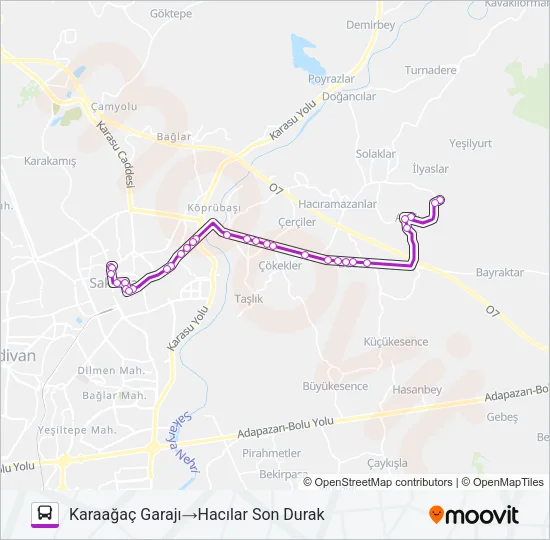 ABALI - KARAAĞAÇ GARAJI Bus Line Map