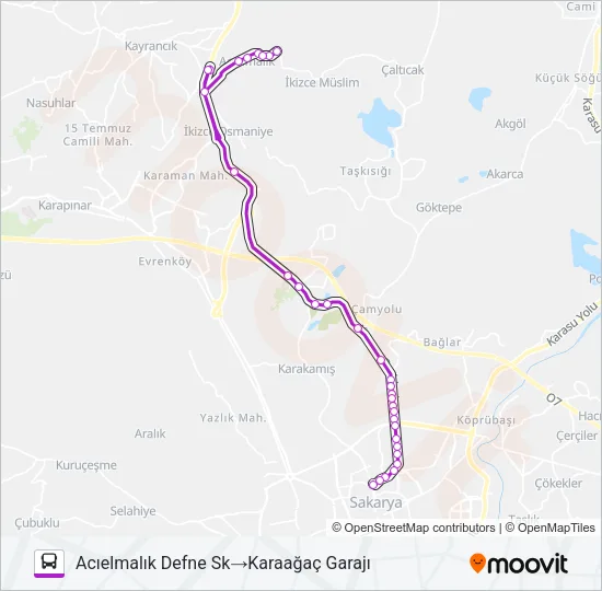 İKIZCE - KARAAĞAÇ GARAJI Bus Line Map