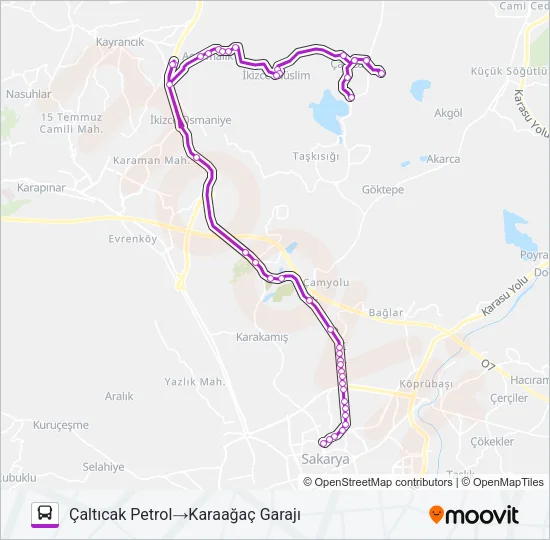 İKIZCE - KARAAĞAÇ GARAJI Bus Line Map