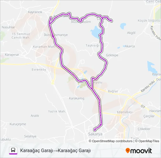 İKIZCE - KARAAĞAÇ GARAJI Bus Line Map
