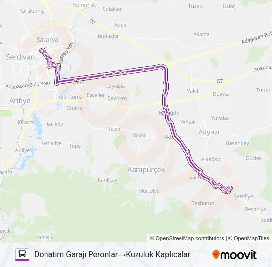 KUZULUK - DONATIIM GARAJI Bus Line Map