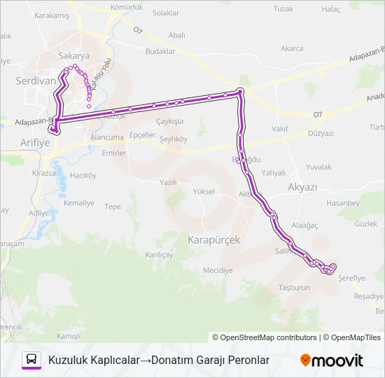 KUZULUK - DONATIIM GARAJI Bus Line Map