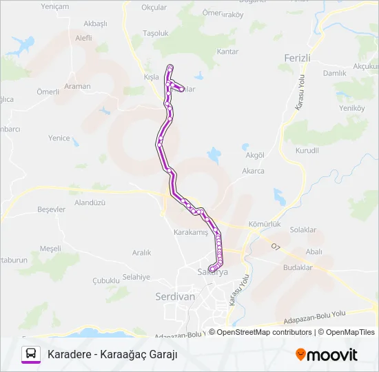 KARADERE - KARAAĞAÇ GARAJI Bus Line Map