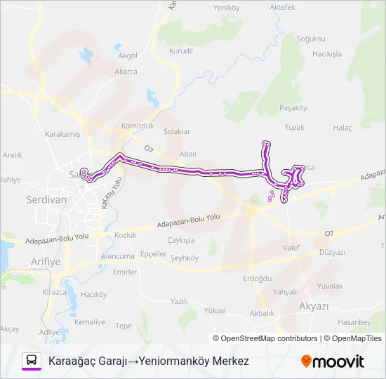 ORMANKÖY - KARAAĞAÇ GARAJI Bus Line Map