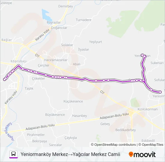 ORMANKÖY - KARAAĞAÇ GARAJI Bus Line Map
