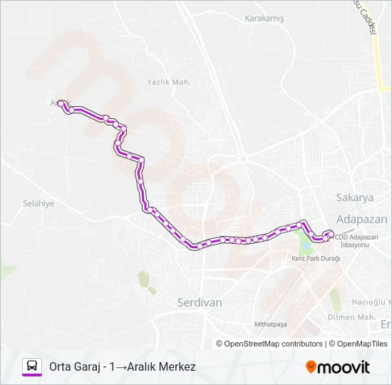 ARALIK - ORTA GARAJ Bus Line Map