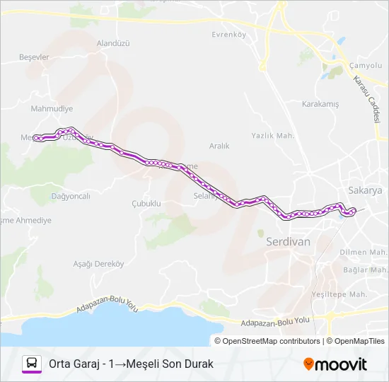 MEŞELI - ORTA GARAJ Bus Line Map
