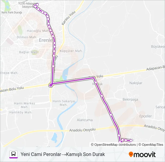 KAMIŞLI - YENI CAMII Bus Line Map