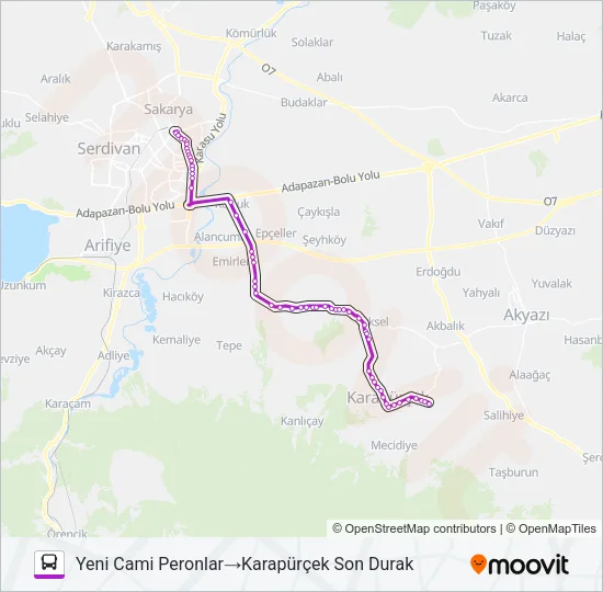 KARAPÜRÇEK - YENI CAMII Bus Line Map