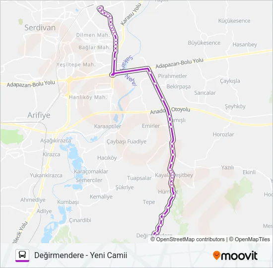 DEĞIRMENDERE  - YENI CAMII Bus Line Map