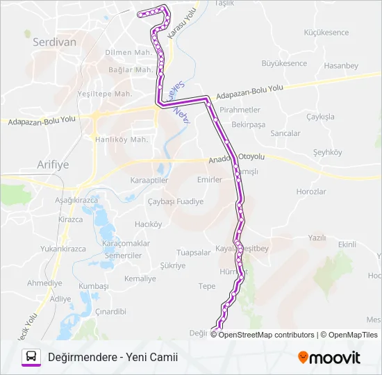 DEĞIRMENDERE  - YENI CAMII Bus Line Map