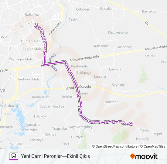EKINLI - KAYALAR - YENI CAMII Bus Line Map