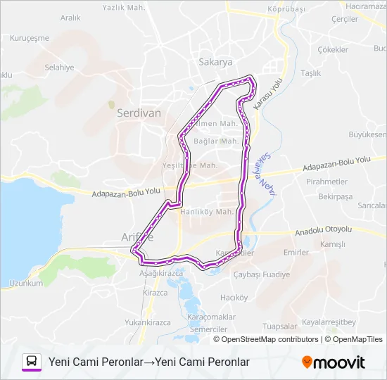 ARIFIYE - NEHIRKENT - YENI CAMII Bus Line Map