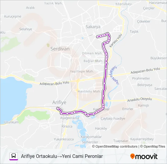 ARIFIYE - NEHIRKENT - YENI CAMII Bus Line Map