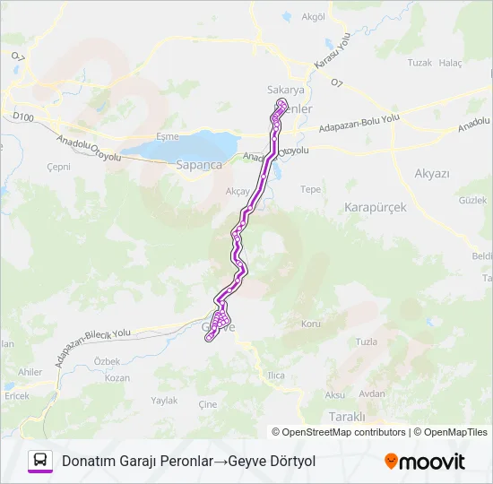 GEYVE - DONATIM GARAJI Bus Line Map
