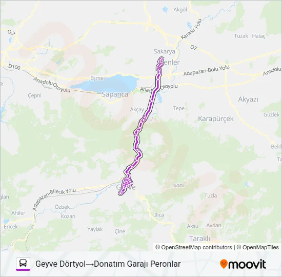 GEYVE - DONATIM GARAJI Bus Line Map