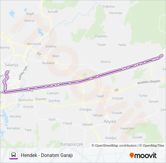 HENDEK - DONATIM GARAJI Bus Line Map