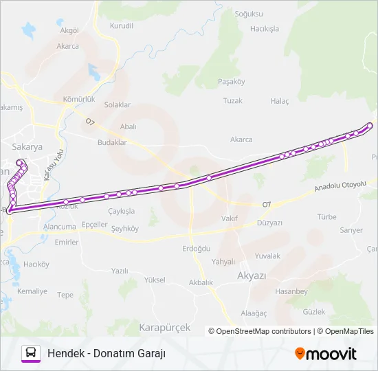 HENDEK - DONATIM GARAJI Bus Line Map