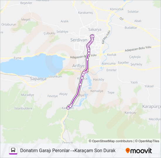 KARAÇAM - DONATIM GARAJI Bus Line Map