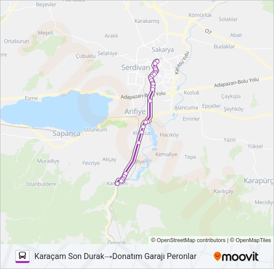 KARAÇAM - DONATIM GARAJI Bus Line Map