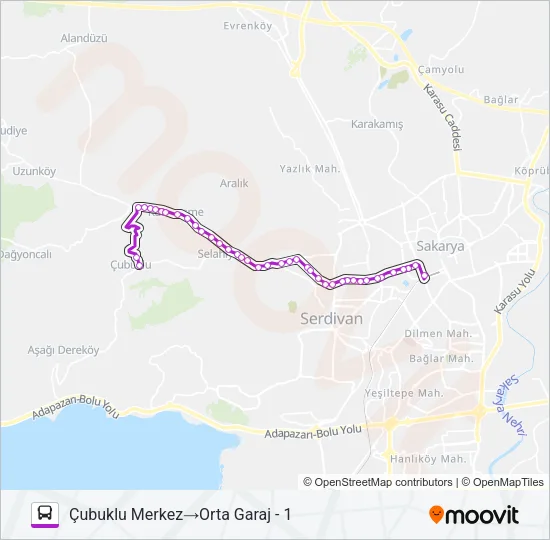 ÇUBUKLU - ORTA GARAJ Bus Line Map