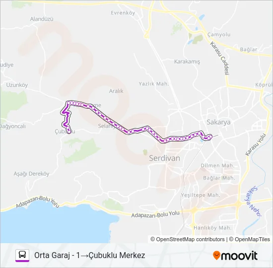 ÇUBUKLU - ORTA GARAJ Bus Line Map
