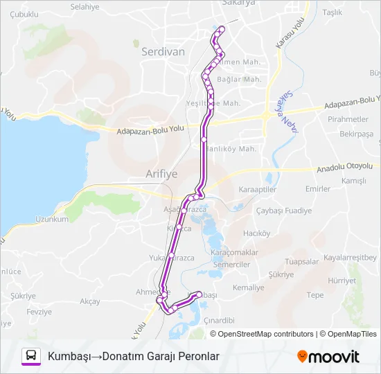 KUMBAŞI - DONATIM GARAJI Bus Line Map