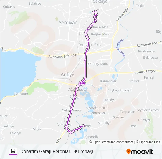 KUMBAŞI - DONATIM GARAJI Bus Line Map
