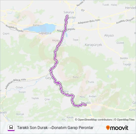 TARAKLI - DONATIM GARAJI Bus Line Map