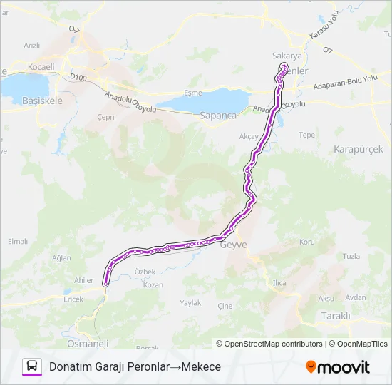 PAMUKOVA - DONATIM GARAJI Bus Line Map