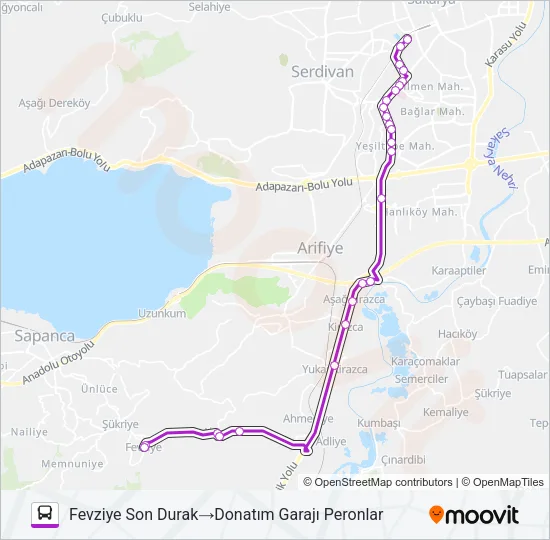 AKÇAY - FEVZIYE - DONATIM GARAJI Bus Line Map