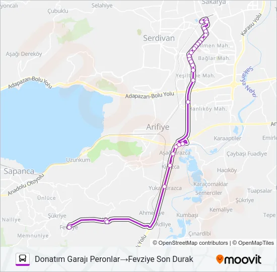 AKÇAY - FEVZIYE - DONATIM GARAJI Bus Line Map