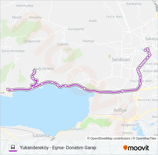 YUKARIDEREKÖY - EŞME- DONATIM GARAJI Bus Line Map