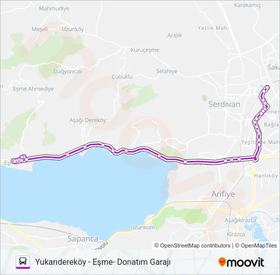 YUKARIDEREKÖY - EŞME- DONATIM GARAJI Bus Line Map