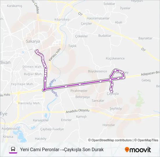 ÇAYKIŞLA - YENI CAMII Bus Line Map