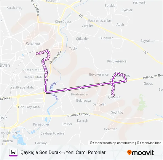 ÇAYKIŞLA - YENI CAMII Bus Line Map