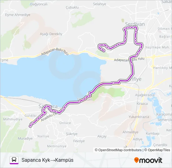 SAPANCA KYK - SAÜ KAMPÜS Bus Line Map
