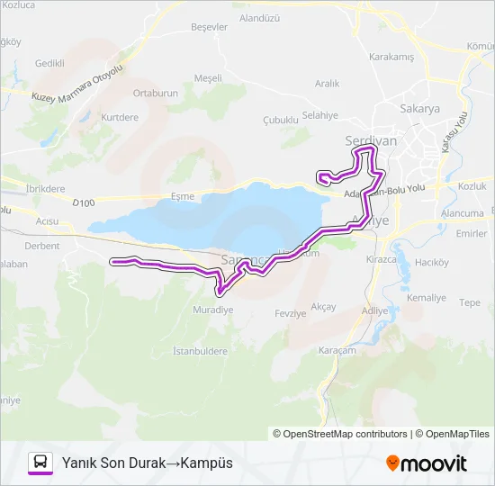 SAPANCA KYK - SAÜ KAMPÜS Bus Line Map