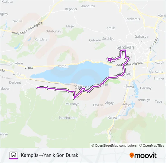 SAPANCA KYK - SAÜ KAMPÜS Bus Line Map