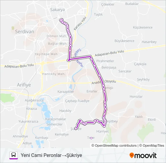 ÇAYBAŞI YENIKÖY - YENI CAMII Bus Line Map