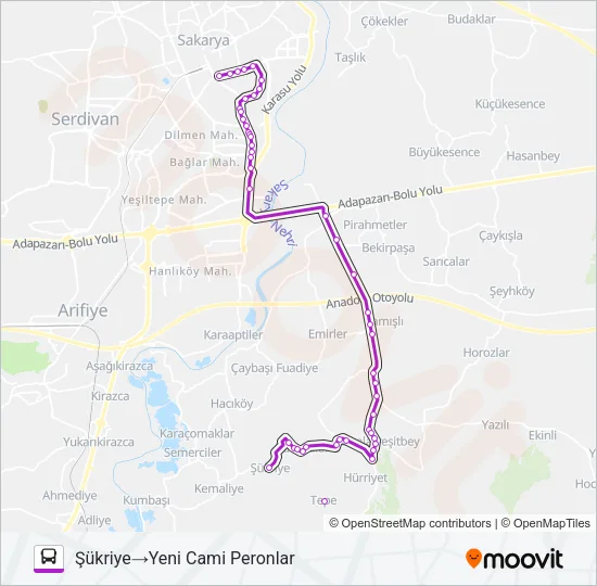ÇAYBAŞI YENIKÖY - YENI CAMII Bus Line Map