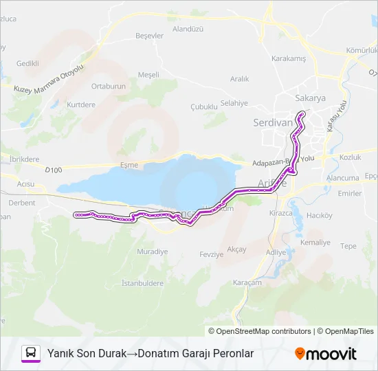 SAPANCA - YANIK - DONATIM GARAJI Bus Line Map