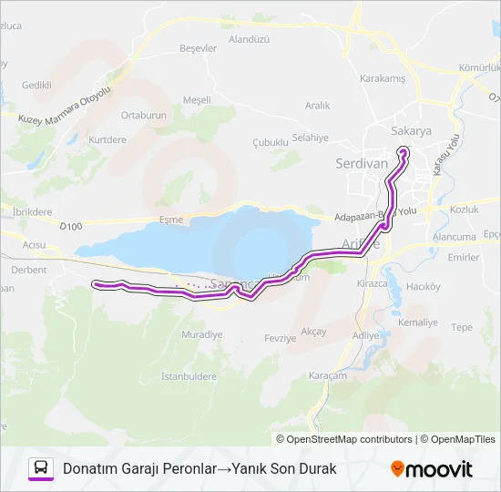 SAPANCA - YANIK - DONATIM GARAJI Bus Line Map